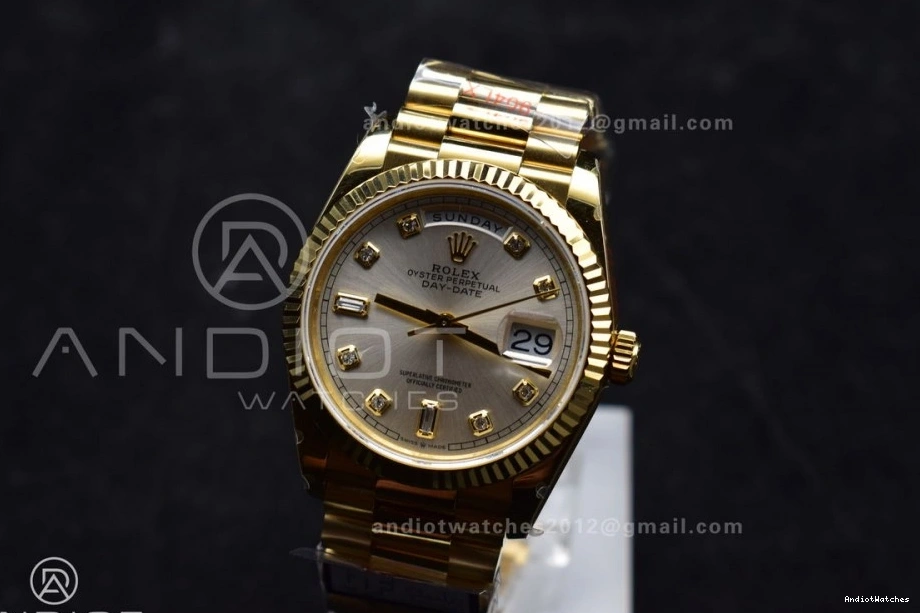 904L Diamond (Gain YG Best V5 Bracelet 702 Dial Steel Silver Edition 36 DayDate President Comfortable Square with on QF vr3255 Weight) 0228